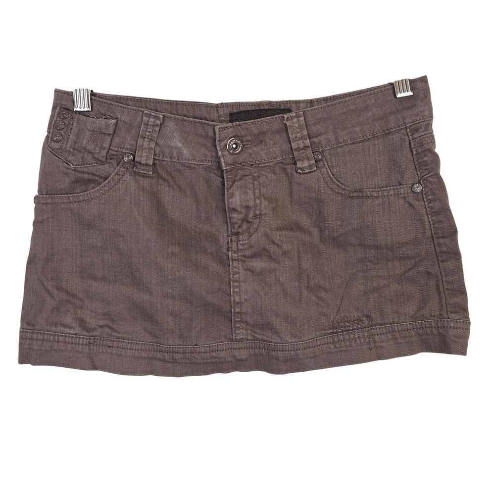 Urban Behavior Womens Brown Denim Mini Skirt Y2K Grunge XS Low Rise Cotton Blend